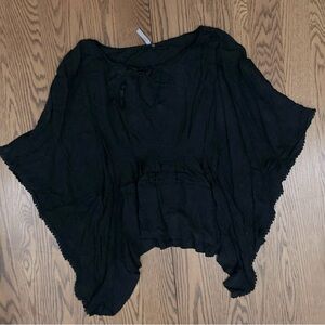 🦋KaftanBlouse🦋by MITTOSHOP BLACK szM w/keyhole neck tie, elastic waist🌟VERYGUC🌟